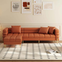 Modern L-Shaped Boucle Sectional Sofa with Ottoman
