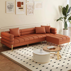 Modern L-Shaped Boucle Sectional Sofa with Ottoman