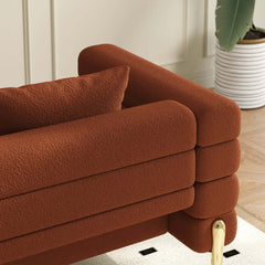 Modern L-Shaped Boucle Sectional Sofa with Ottoman