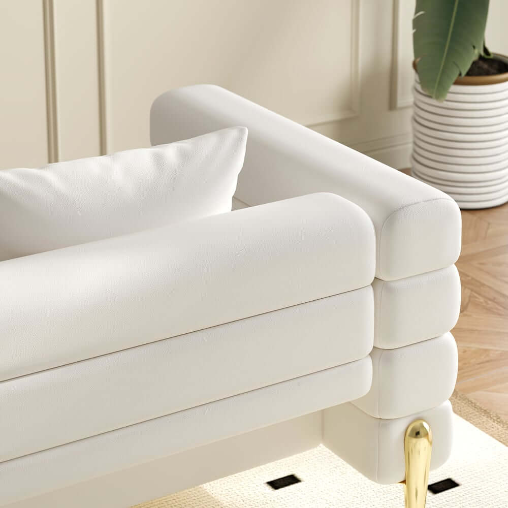 Modern L-Shaped Boucle Sectional Sofa with Ottoman