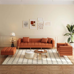 Modern L-Shaped Boucle Sectional Sofa with Ottoman