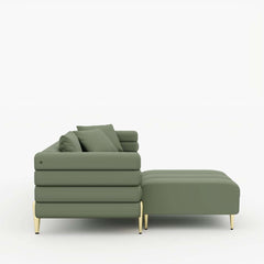 Modern L-Shaped Boucle Sectional Sofa with Ottoman