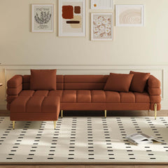 Modern L-Shaped Boucle Sectional Sofa with Ottoman