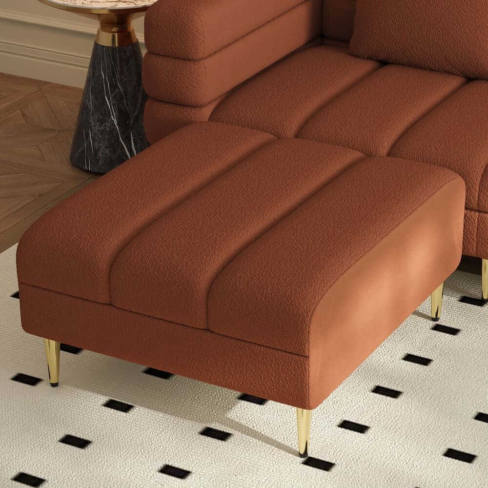 Modern L-Shaped Boucle Sectional Sofa with Ottoman