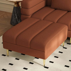 Modern L-Shaped Boucle Sectional Sofa with Ottoman