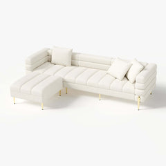 Modern L-Shaped Boucle Sectional Sofa with Ottoman