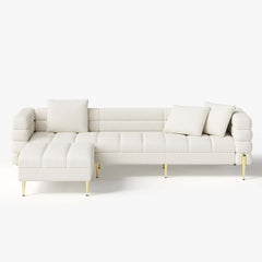 Modern L-Shaped Boucle Sectional Sofa with Ottoman