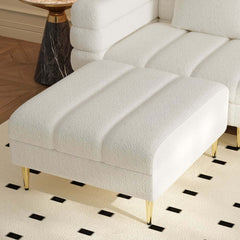 Modern L-Shaped Boucle Sectional Sofa with Ottoman