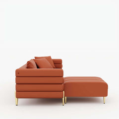 Modern L-Shaped Boucle Sectional Sofa with Ottoman