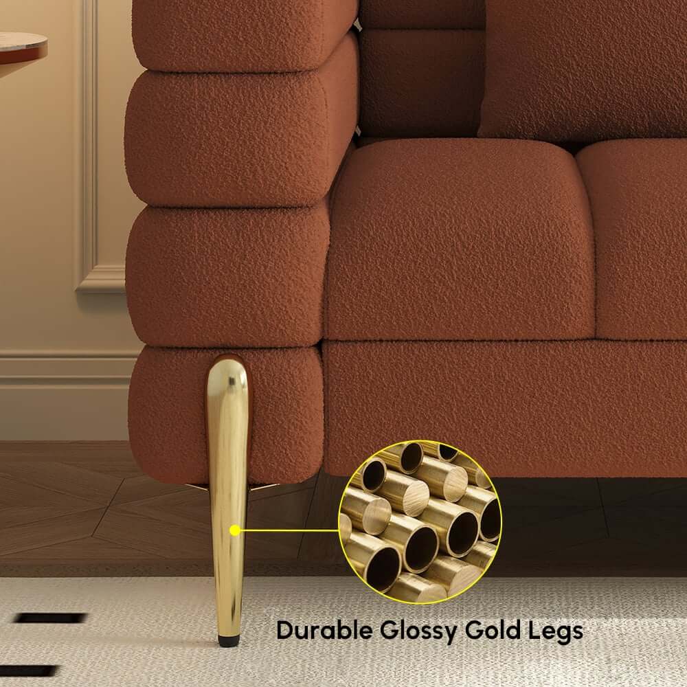 Modern L-Shaped Boucle Sectional Sofa with Ottoman