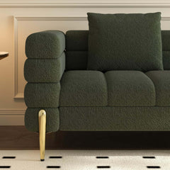 Modern L-Shaped Boucle Sectional Sofa with Ottoman