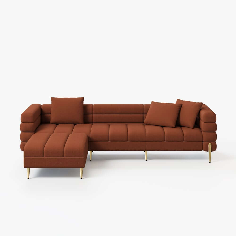 Modern L-Shaped Boucle Sectional Sofa with Ottoman