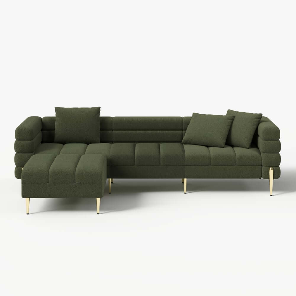 Modern L-Shaped Boucle Sectional Sofa with Ottoman