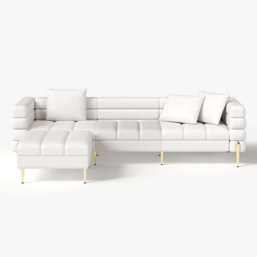 Modern L-Shaped Boucle Sectional Sofa with Ottoman