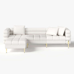 Modern L-Shaped Boucle Sectional Sofa with Ottoman