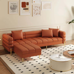 Modern L-Shaped Boucle Sectional Sofa with Ottoman