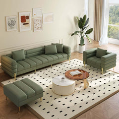 Modern L-Shaped Boucle Sectional Sofa with Ottoman