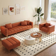 Modern L-Shaped Boucle Sectional Sofa with Ottoman