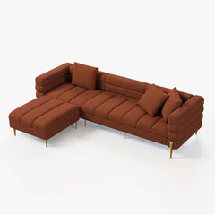 Modern L-Shaped Boucle Sectional Sofa with Ottoman