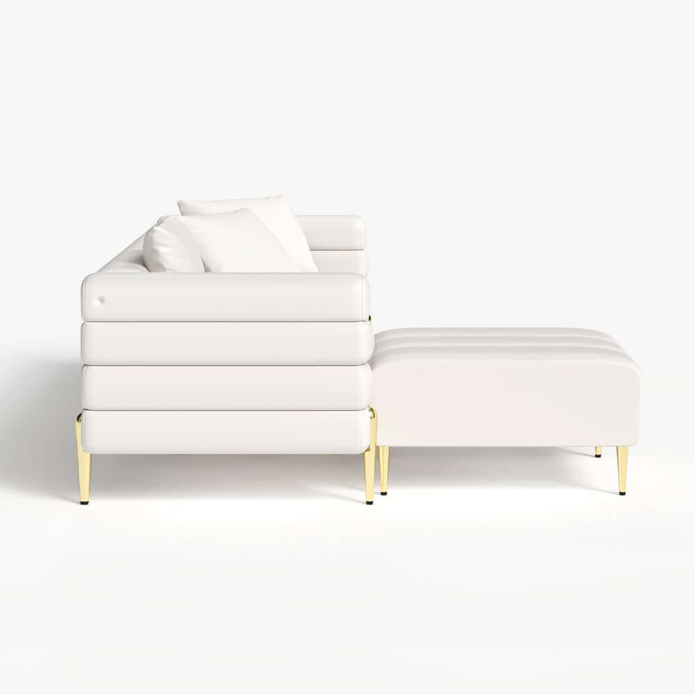 Modern L-Shaped Boucle Sectional Sofa with Ottoman