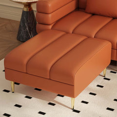 Modern L-Shaped Boucle Sectional Sofa with Ottoman