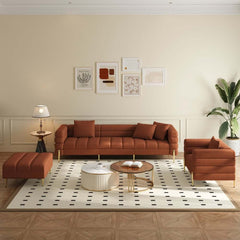 Modern L-Shaped Boucle Sectional Sofa with Ottoman