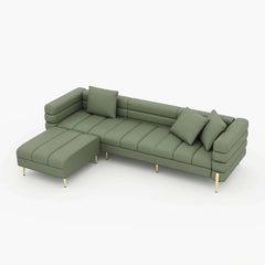 Modern L-Shaped Boucle Sectional Sofa with Ottoman
