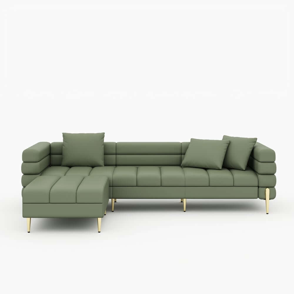 Modern L-Shaped Boucle Sectional Sofa with Ottoman