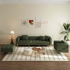 Modern L-Shaped Boucle Sectional Sofa with Ottoman