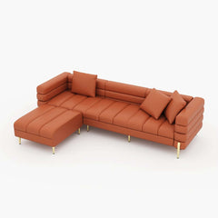 Modern L-Shaped Boucle Sectional Sofa with Ottoman