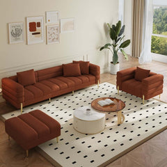 Modern L-Shaped Boucle Sectional Sofa with Ottoman