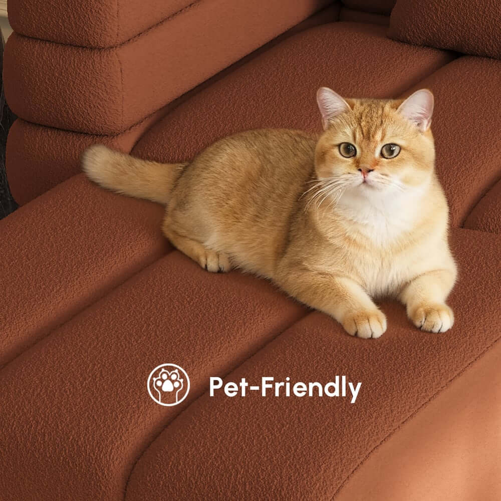 Modern L-Shaped Boucle Sectional Sofa with Ottoman