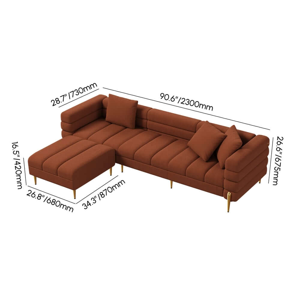 Modern L-Shaped Boucle Sectional Sofa with Ottoman Dimensions