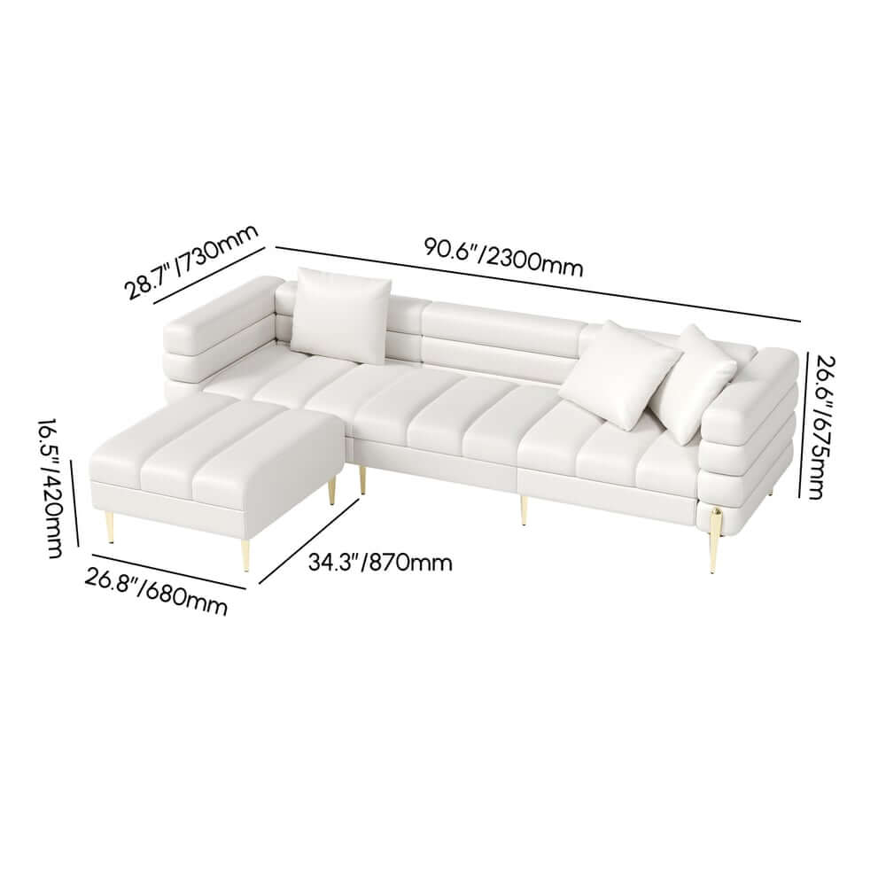Modern L-Shaped Boucle Sectional Sofa with Ottoman Dimensions