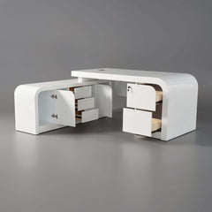 Modern L-Shaped Computer Desk with 5-Drawer Storage Cabinet