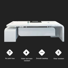 Modern L-Shaped Computer Desk with 5-Drawer Storage Cabinet