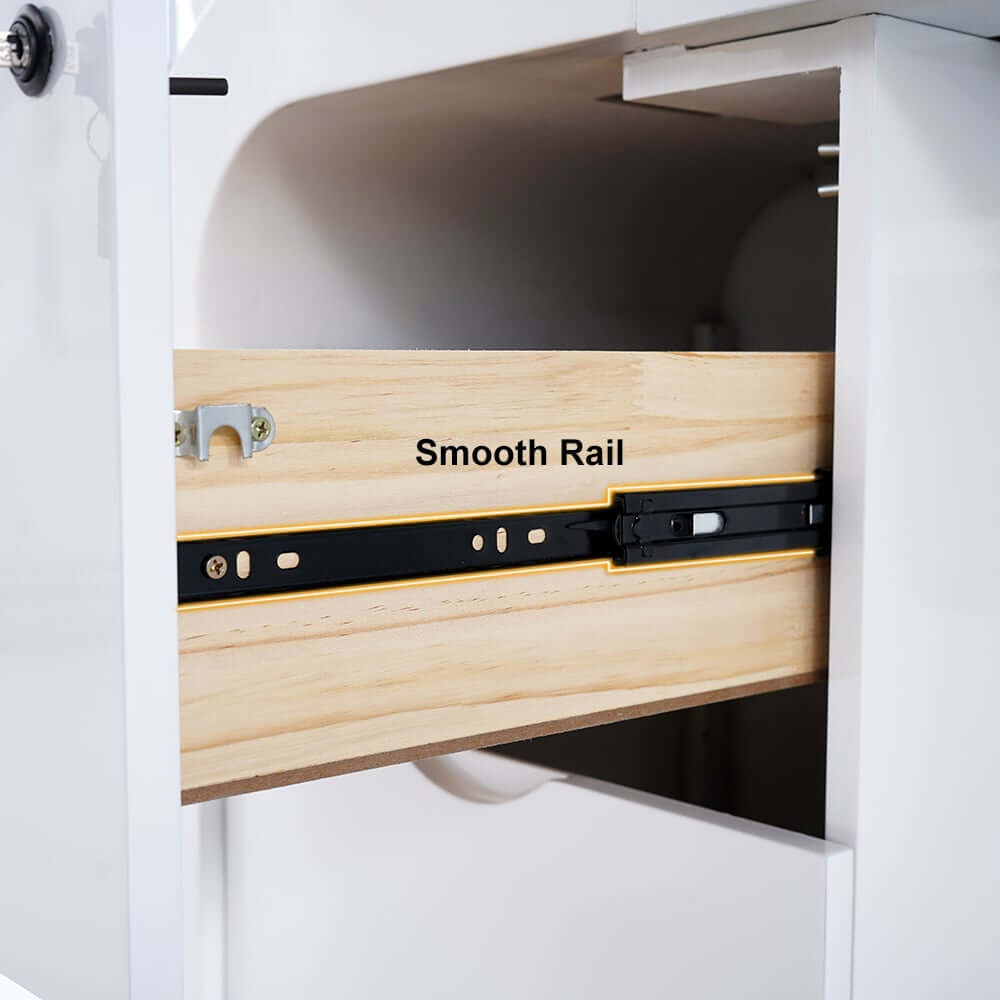 Modern L-Shaped Computer Desk with 5-Drawer Storage Cabinet