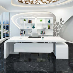 Modern L-Shaped Computer Desk with 5-Drawer Storage Cabinet