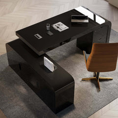 Modern L-Shaped Computer Desk with 5-Drawer Storage Cabinet