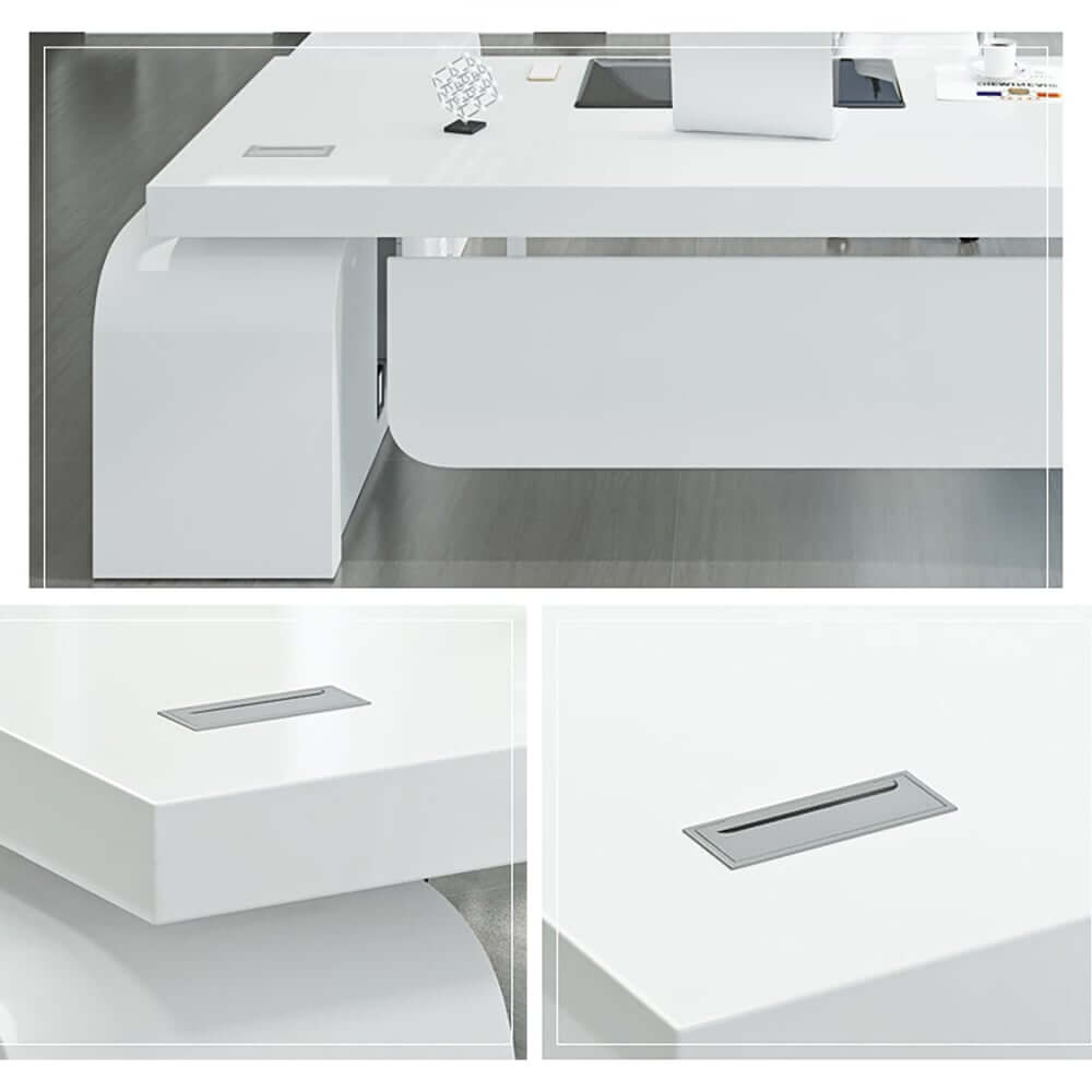 Modern L-Shaped Computer Desk with 5-Drawer Storage Cabinet