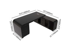 Modern L-Shaped Computer Desk with 5-Drawer Storage Cabinet Dimensions