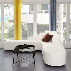 Modern L-Shaped Faux Leather Sectional Sofa, Orange