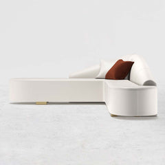 Modern L-Shaped Faux Leather Sectional Sofa, Orange