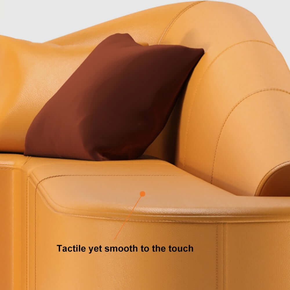 Modern L-Shaped Faux Leather Sectional Sofa, Orange