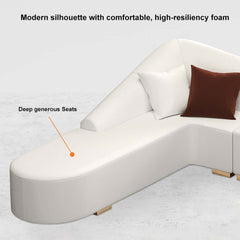 Modern L-Shaped Faux Leather Sectional Sofa, Orange