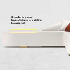 Modern L-Shaped Faux Leather Sectional Sofa, Orange