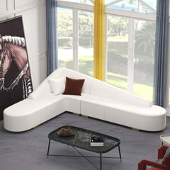 Modern L-Shaped Faux Leather Sectional Sofa, Orange Main Product Image