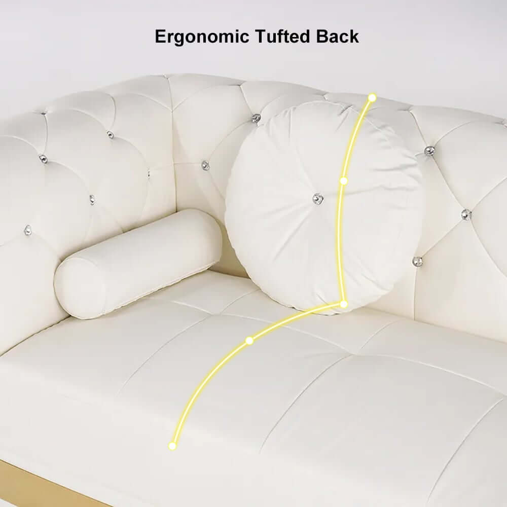 Modern L-Shaped Faux Leather Sectional with Tufted Back