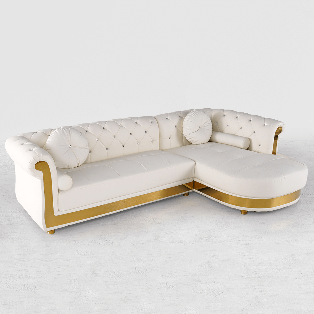 Modern L-Shaped Faux Leather Sectional with Tufted Back