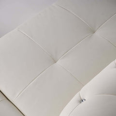 Modern L-Shaped Faux Leather Sectional with Tufted Back